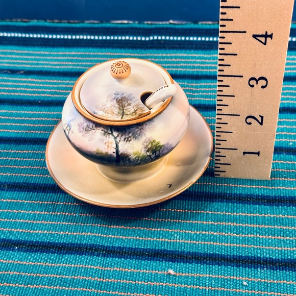 VTG Noritake Sugar Bowl Spoon Jelly Jam Mayonnaise Covered Attached Plate Japan - Picture 9 of 9